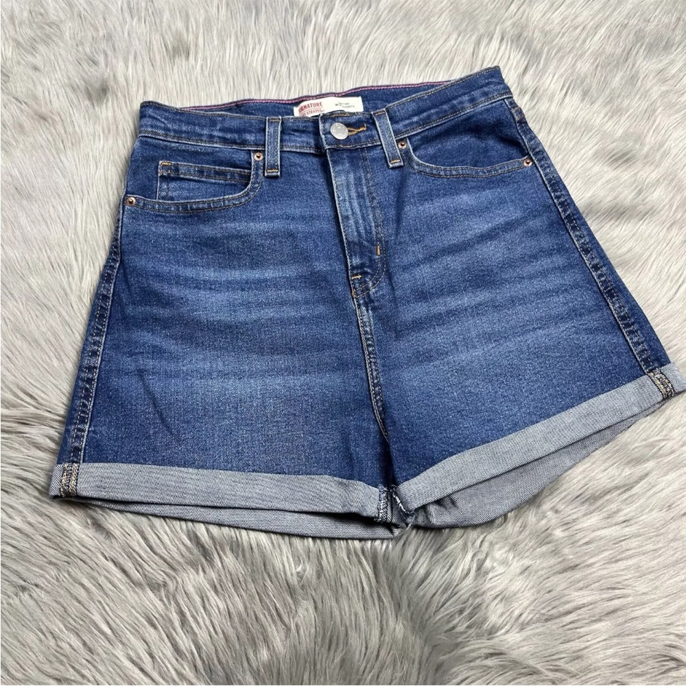 Signature Levi Strauss Heritage Mom Shorts Cuffed Girls Size 16